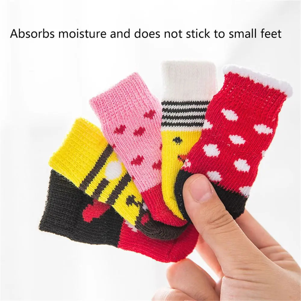 Woolen Pet Socks for Cats & Dogs – 4-Pack, Multi-Color Pet Socks Babs