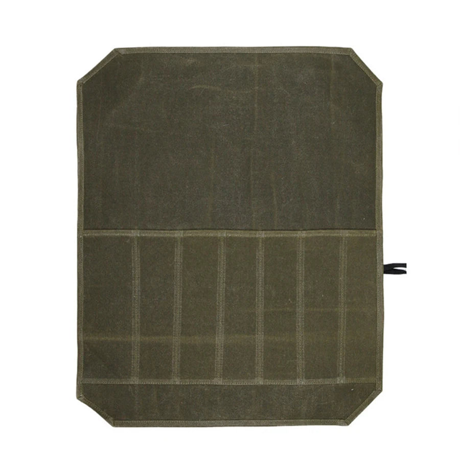 Canvas Knife Roll Bag – Waterproof Chef Carrier, 7 Slots Knife Roll Bag Babs army green