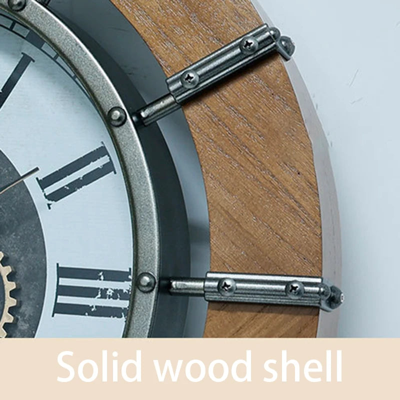 Oeny Large Vintage Wall Clock – Silent Wooden 45cm Décor Decorative Wall Clock Babs