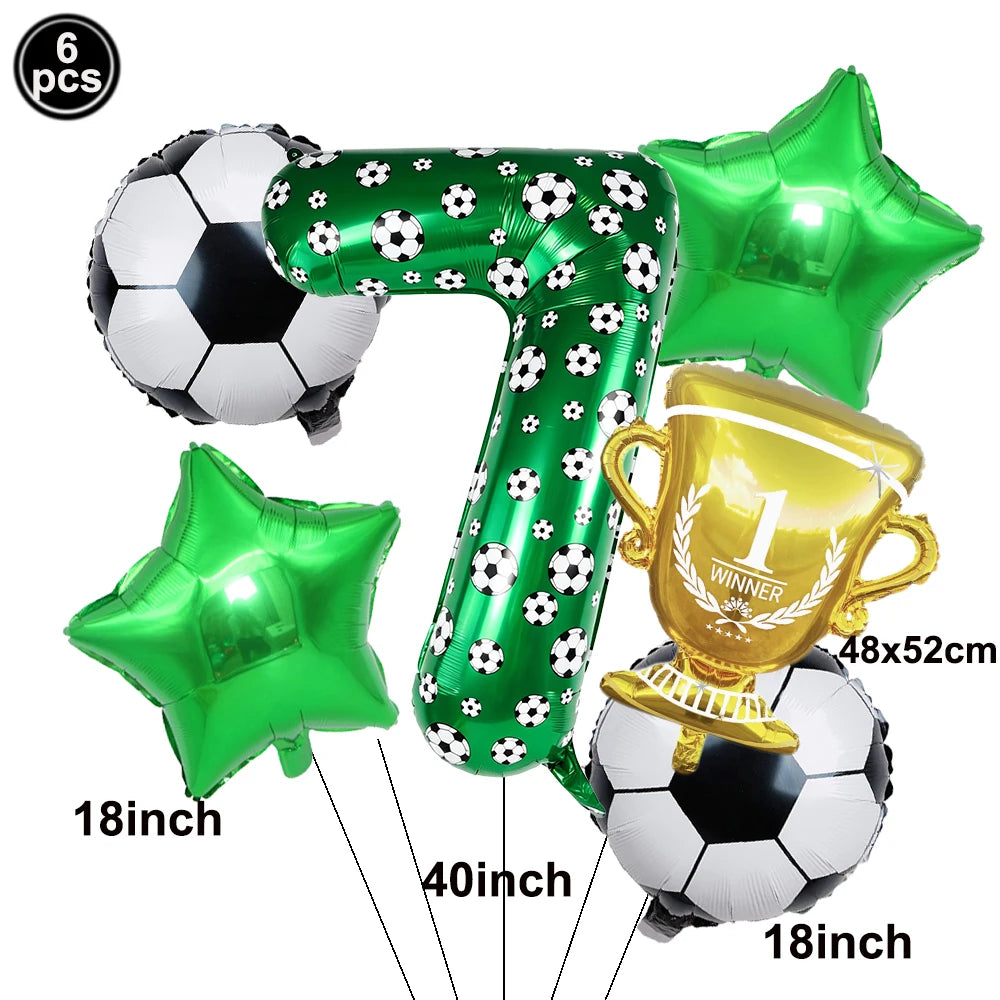 Soccer 6th Birthday Party Supplies – Balloon & Tableware Kit Party Supplies Kit Babs A-7 as show