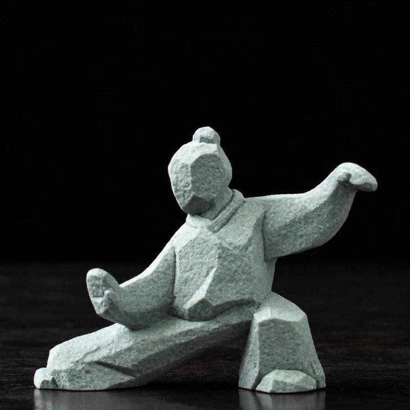 Stone Tai Chi Kung Fu Figure Ornament – Chinese Home Décor Stone Decorative Figurine Babs