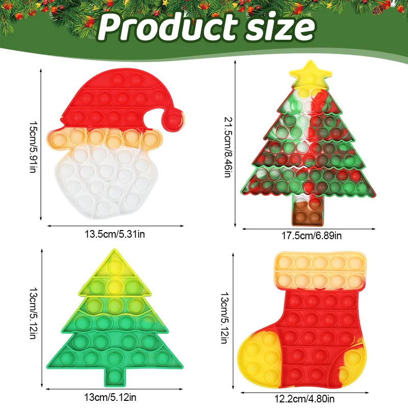 Santa Claus Xmas Tree Pop Fidget Toy – Kids Holiday Gift Holiday Fidget Toy Babs