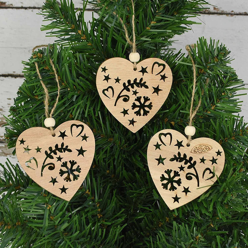 3pcs Vintage Christmas Wooden Ornaments – DIY Tree Pendants Christmas Tree Ornaments Babs C