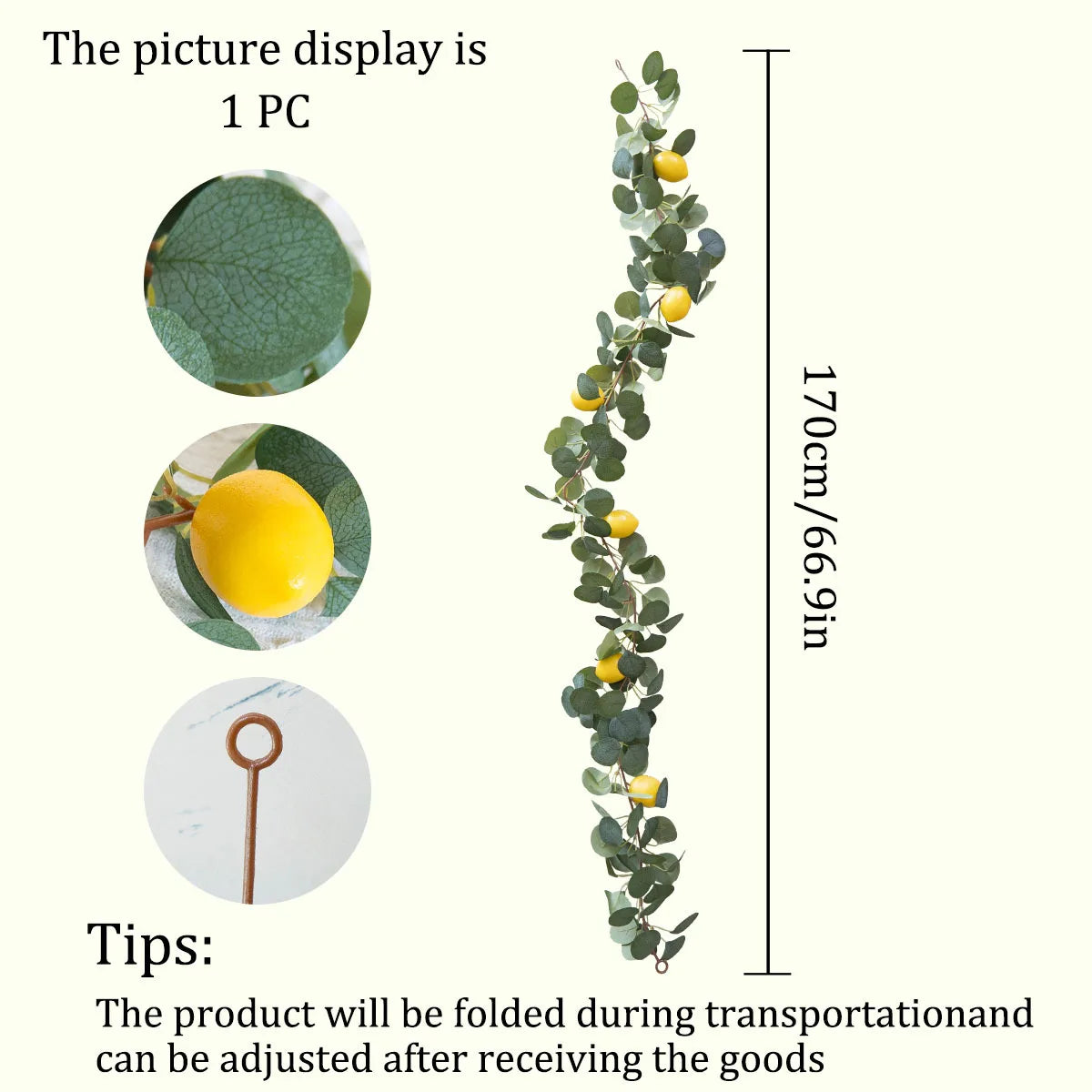 Artificial Lemon Garland Wreath – Home & Party Décor Artificial Flower Garland Babs 60 fork