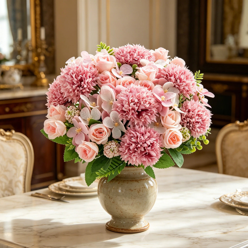 Silk Artificial Rose & Chrysanthemum Bouquet – Wedding & Home Décor Artificial Flower Bouquet Babs
