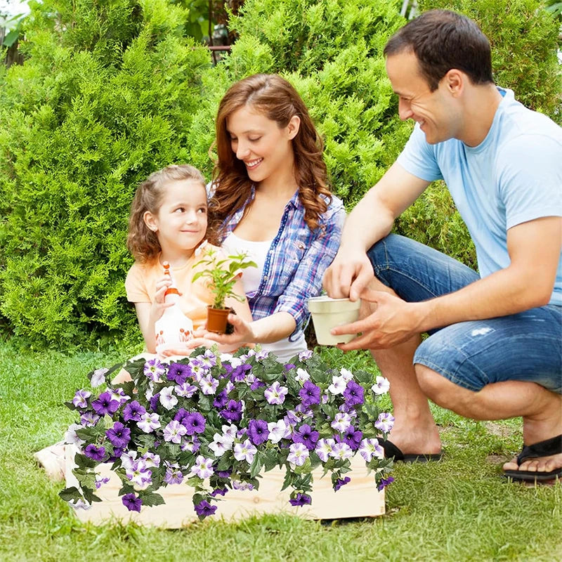 Purple Silk Morning Glory Fake Flower Bouquet | Wedding & Home Decor Artificial Flower Bouquet Babs