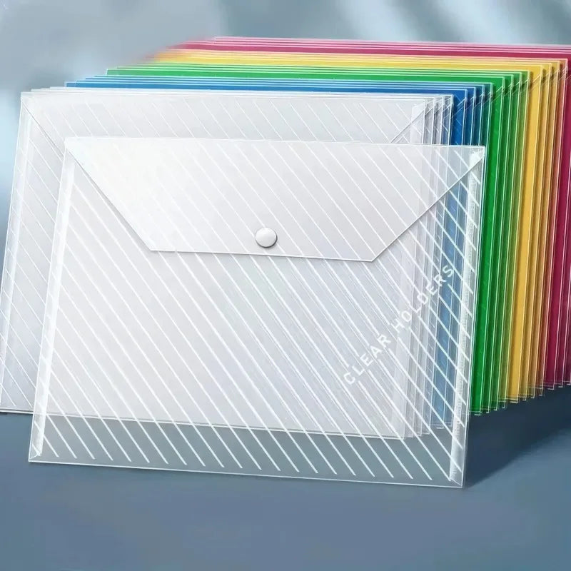 10-Pack Foldable Transparent File Bags for Office & School File Folder Set Babs