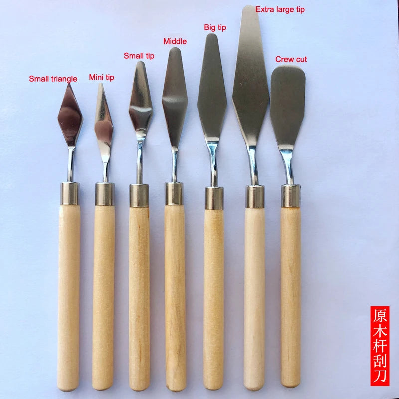 7-Piece Stainless Steel Palette Knife Set for Oil Painting Palette Knife Set Babs