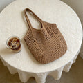 Women's Mesh Straw Beach Tote Bag – Summer Holiday Market Beach Tote Bag Babs Brown