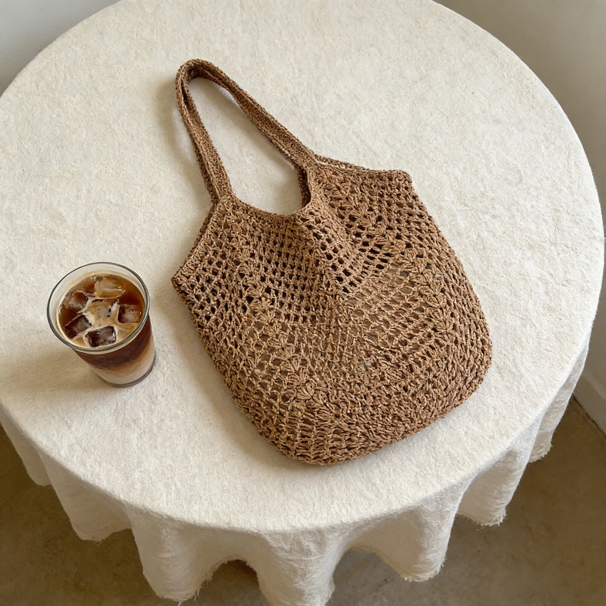 Women's Mesh Straw Beach Tote Bag – Summer Holiday Market Beach Tote Bag Babs Brown