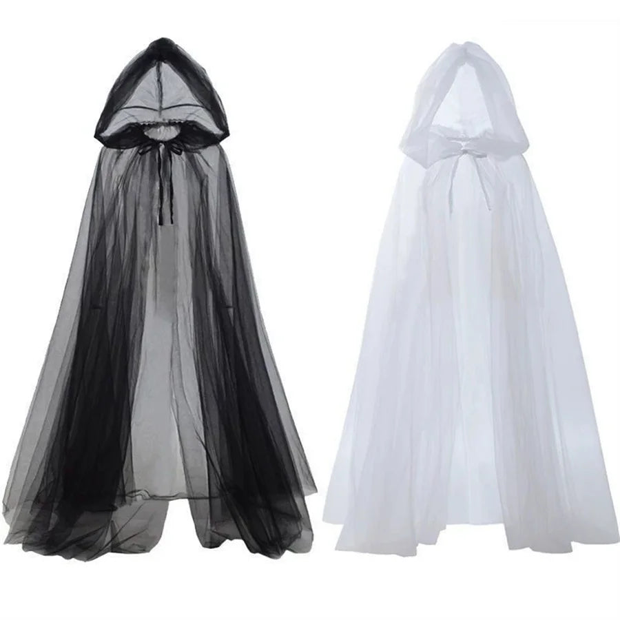 Halloween Ghost Witch Costume – Hooded Cloak & Long Dress Halloween Costume Babs