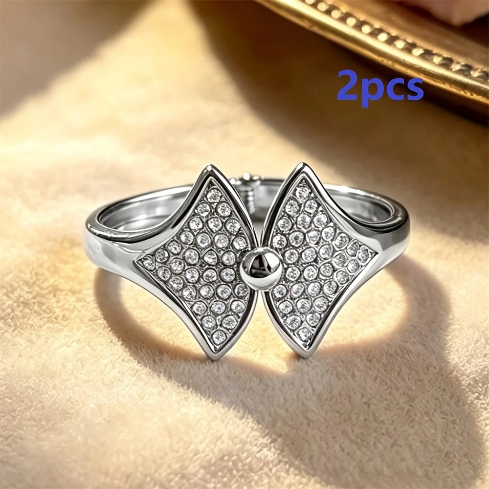 2pcs Rhinestone Fan-Shaped Curtain Tiebacks & Metal Buckles Curtain Tiebacks Babs Silver