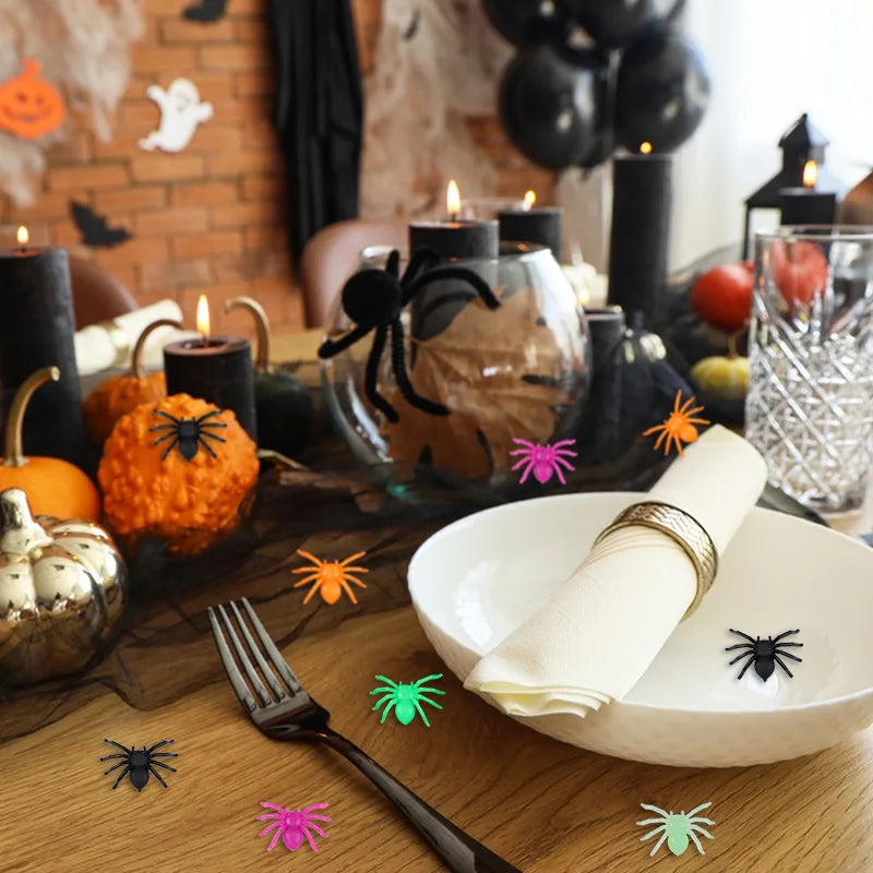 50–200pcs Mini Plastic Spiders Halloween Party Decoration Props Halloween Decoration Props Babs