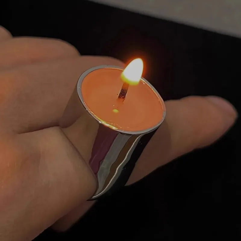 Vintage Metal Candle Holder Ring – Punk Cocktail Jewelry Gift Cocktail Ring Babs