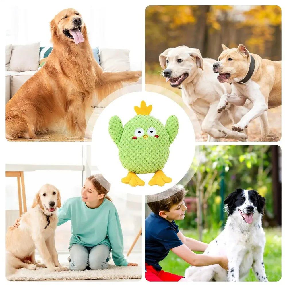 Green Chicken Squeaky Plush Dog Toy – Durable Puppy Chew Plush Dog Toy Babs