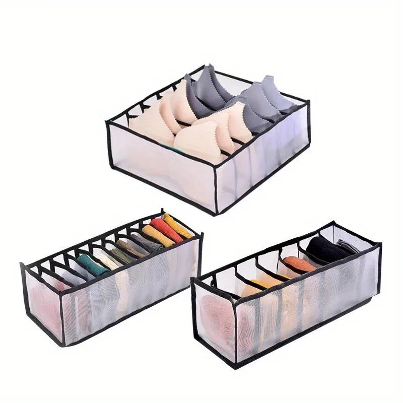 3-Piece Bra & Underwear Drawer Organizer Set | Closet Dividers Drawer Organizer Set Babs Black