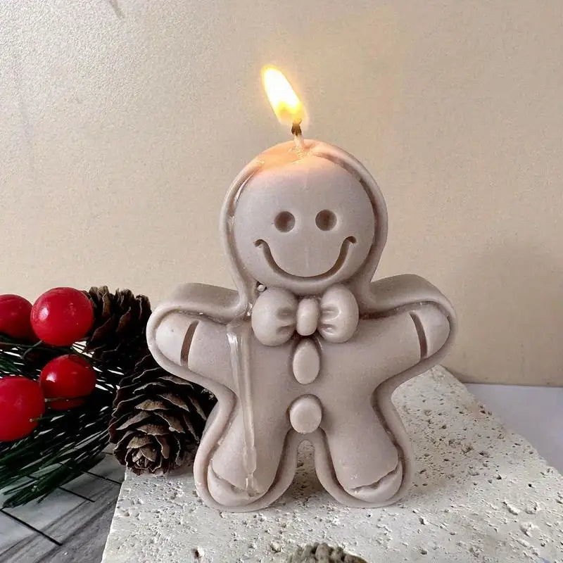 2pcs Gingerbread Man Silicone Mold | Christmas Candle Making Candle Making Mold Babs