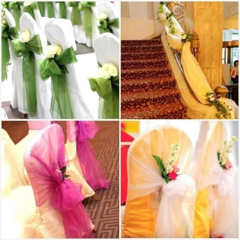 5m Sheer Organza Tulle Fabric Roll – Wedding Chair Sashes Décor Organza Fabric Roll Babs