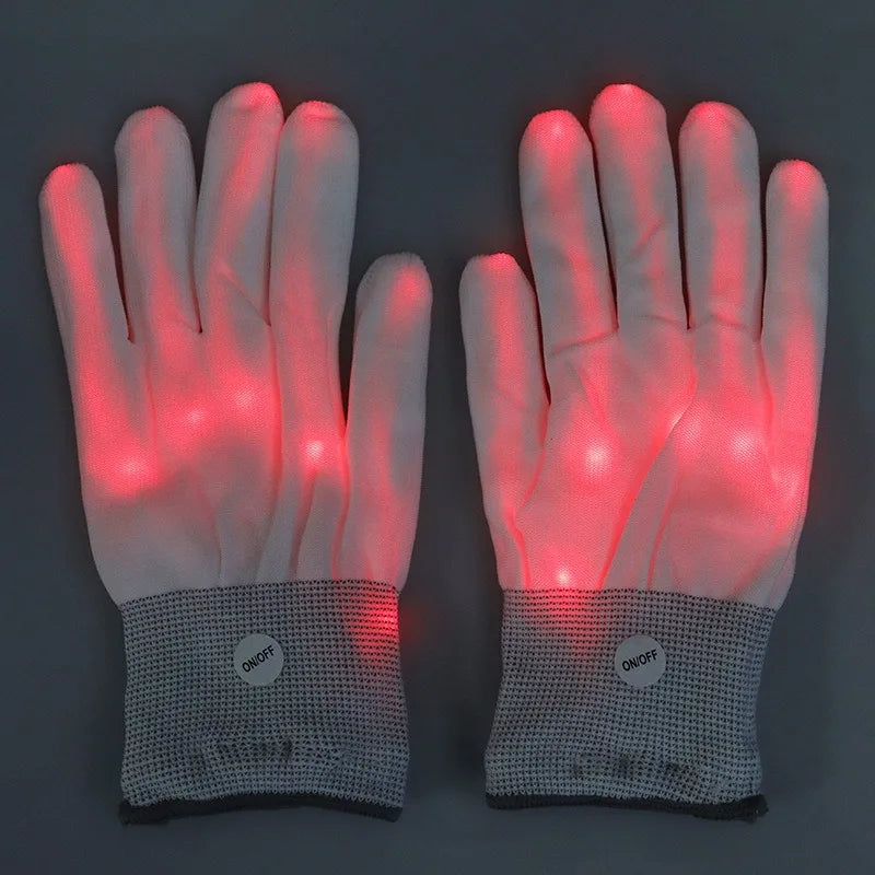 LED Light-Up Glow Gloves – Rave Party Halloween Cosplay LED Costume Gloves Babs red