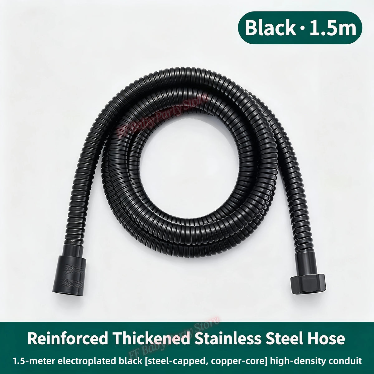 Flexible Stainless Steel Shower Hose – Waterproof Bathroom Pipe Shower Plumbing Hose Babs 1.5 meters 1
