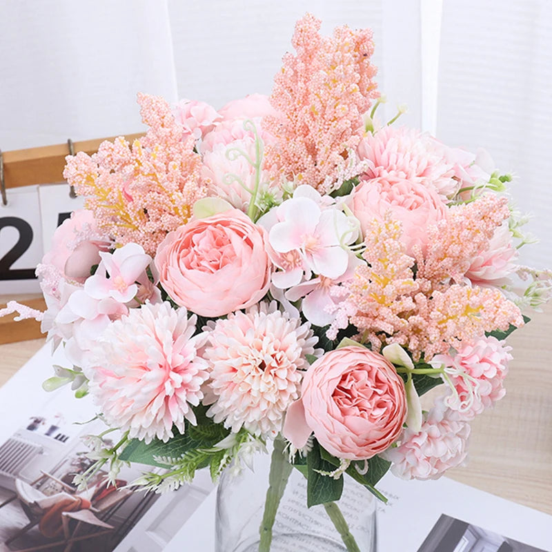 Silk Peony Rose Artificial Flower Bouquet – Wedding & Home Décor Artificial Flower Bouquet Babs