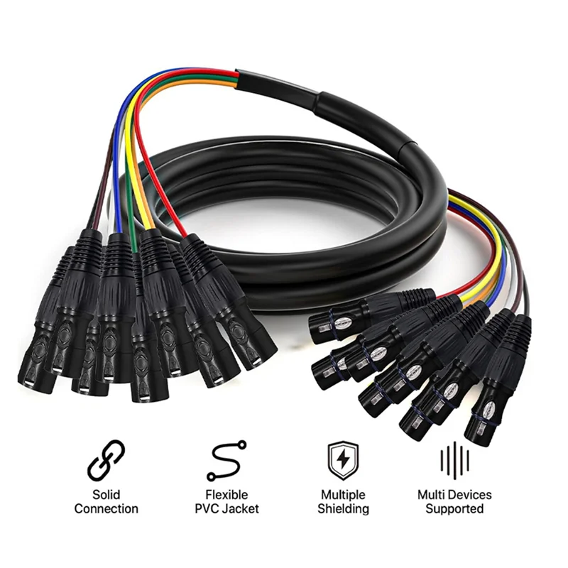 8-Channel XLR Cable 2M Male to Female – Mic & Stage Lighting XLR Audio Cable Babs