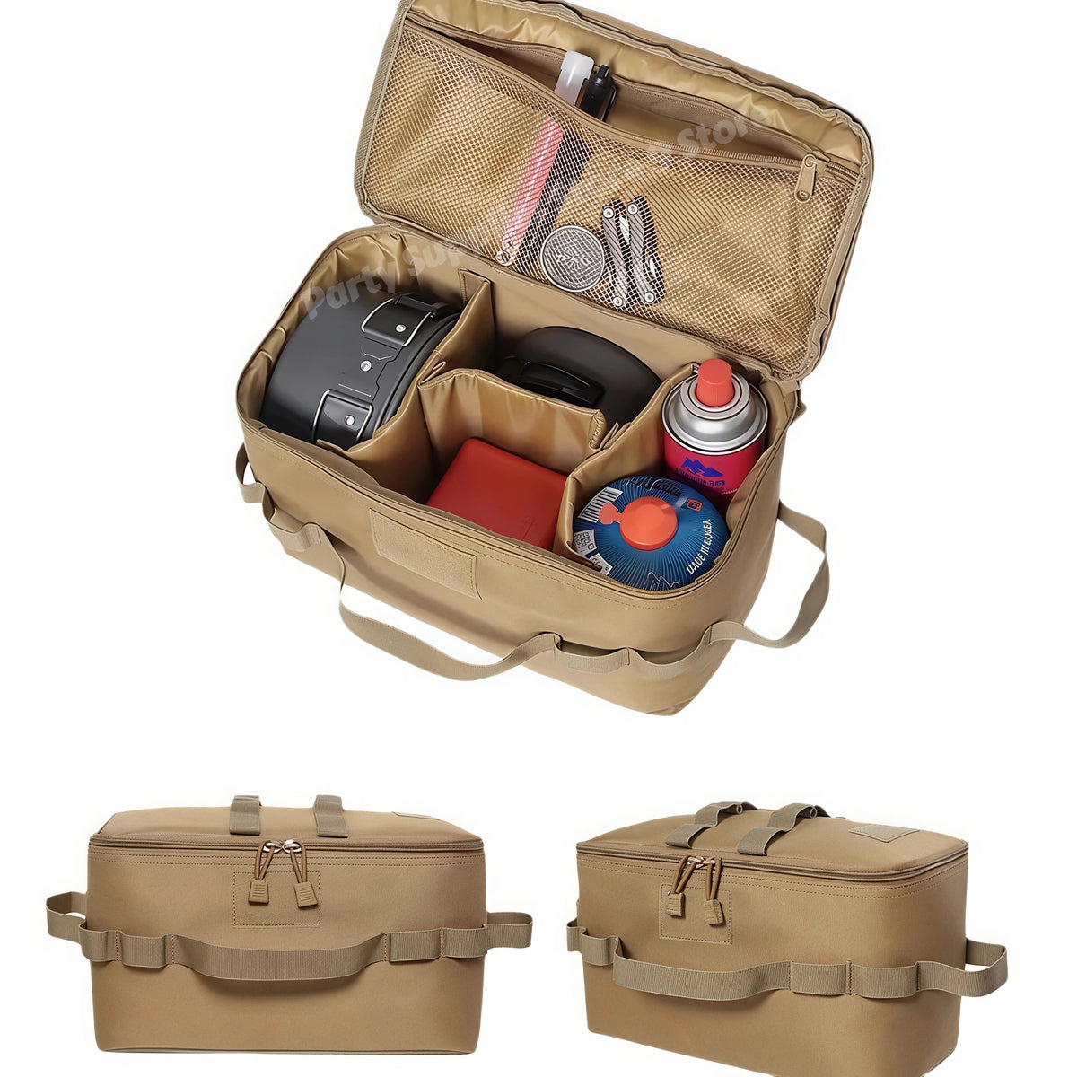 Large Camping Storage Bag – Cookware & Gas Canister Organizer Camping Organizer Bag Babs Khaki