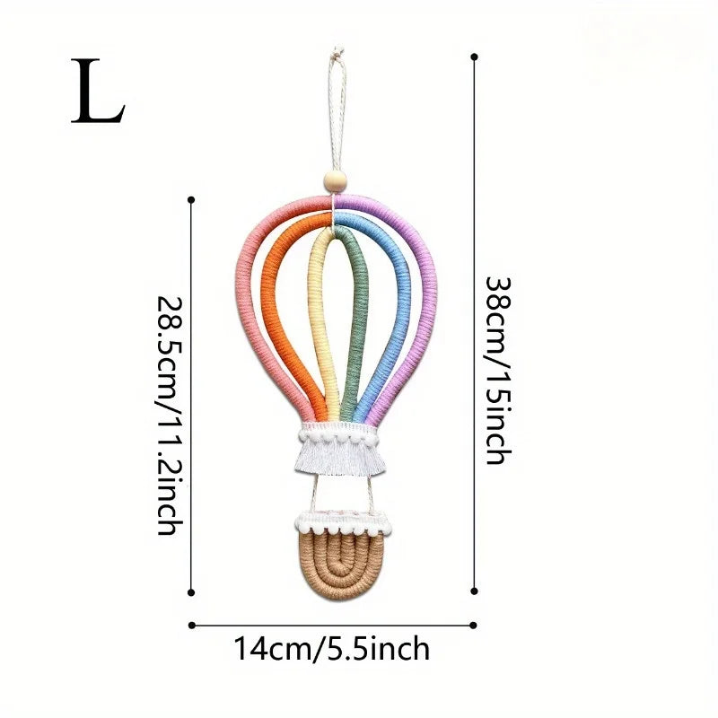 Nordic Woven Rainbow Hot Air Balloon Wall Hanging Ornament Wall Hanging Ornament Babs L