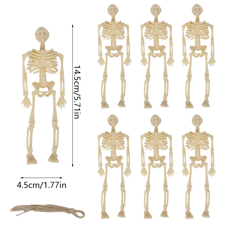 6pcs Halloween Hanging Skeleton Skull Props – Party Décor Set Halloween Skeleton Decor Babs