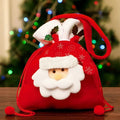 Christmas Flannel Drawstring Gift Bags – Santa, Snowman & Bear Christmas Gift Bags Babs A-1PCS 22X20cm