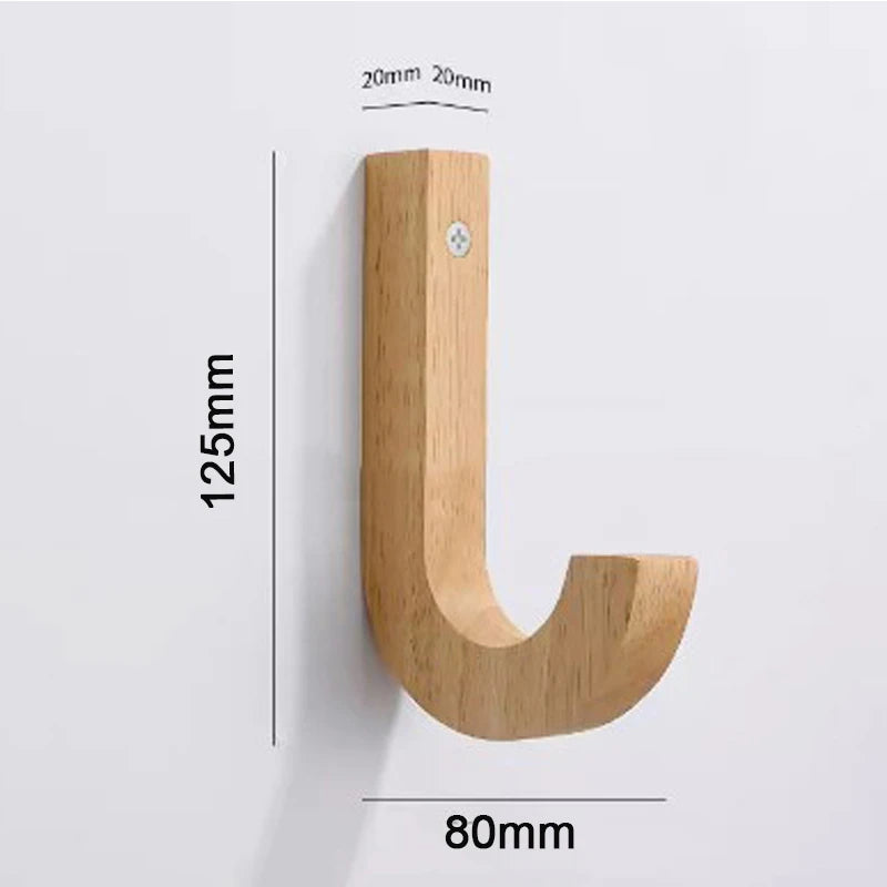 Wood J-Shape Wall Hook – Coat, Towel & Bag Hanger Organizer Wall Storage Hook Babs J-shaped Hook 1pcs
