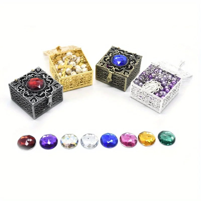 Rosary Bead Box – Metal Catholic Jewelry Storage Case | Vintage Jewelry Storage Box Babs