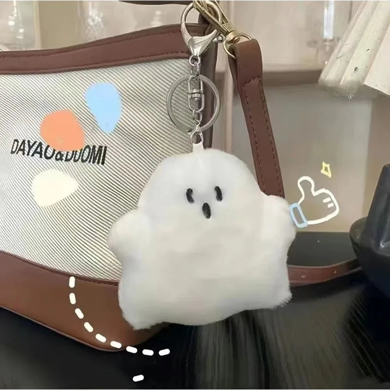 8 White Plush Keychains – Fluffy Stuffed Doll Pendants & Gifts Plush Keychain Set Babs