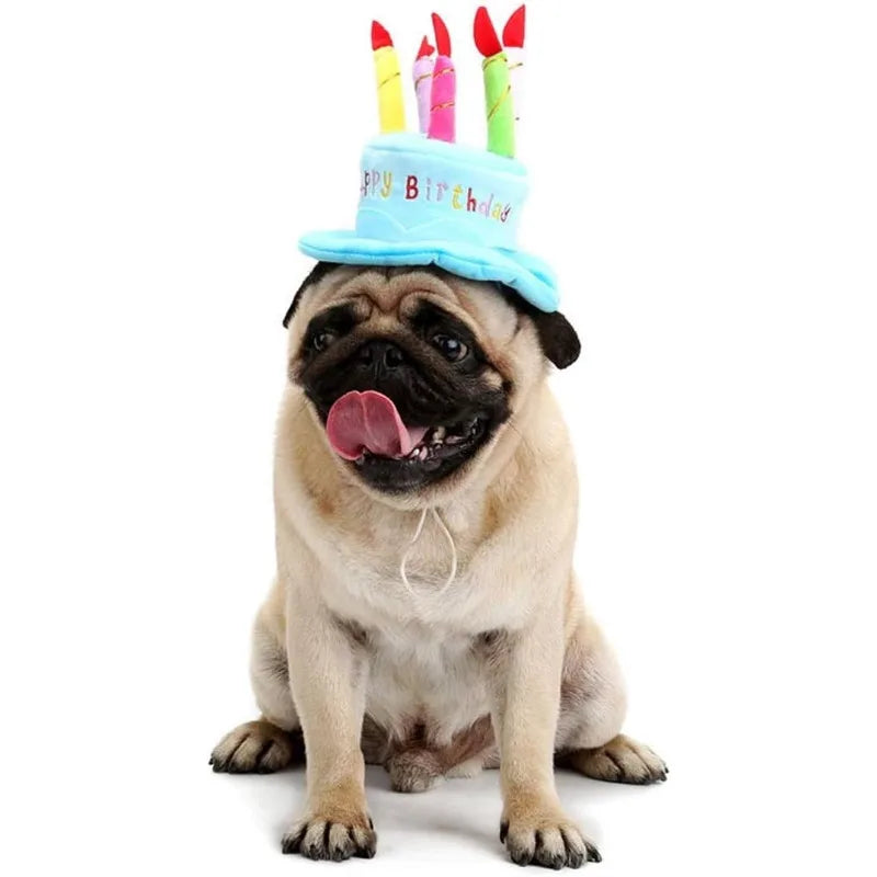 Dog & Cat Birthday Cake Hat – Cute Plush Pet Party Headwear Pet Party Hat Babs