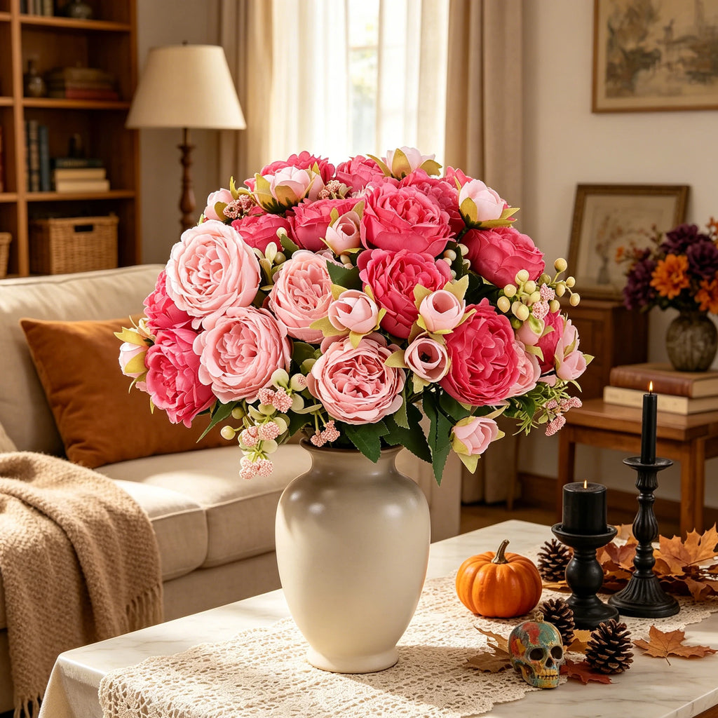 Autumn Artificial Silk Rose Peony Bouquet – Home & Event Decor Artificial Flower Bouquet Babs