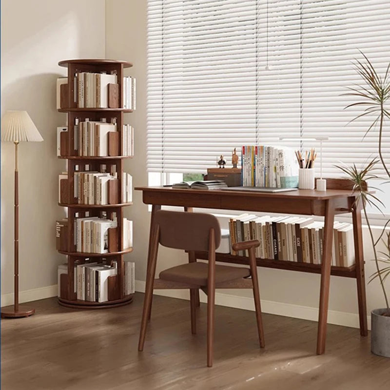 Rotating 6-Tier Wood Corner Bookshelf – Modern Bookcase Rotating Bookcase Babs