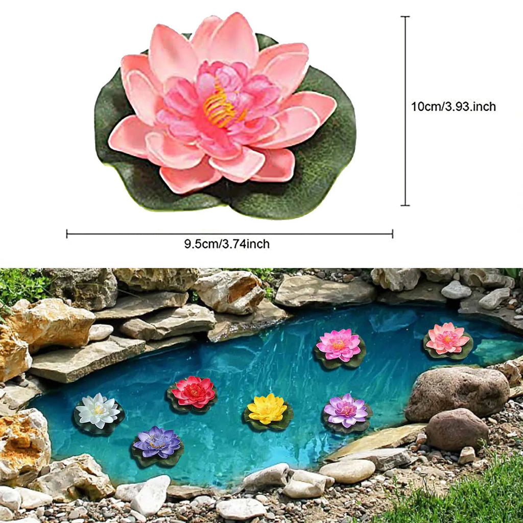 7pcs Floating Artificial Lotus Flowers – Water Lily Pond Decor Artificial Floating Flowers Babs