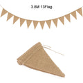 3.8M Vintage Burlap Bunting Banner – 13 Flag Jute Garland Party Bunting Banner Babs 1set