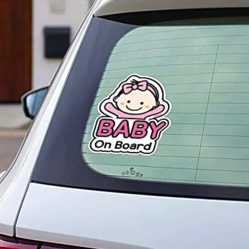 Cute Cartoon Baby On Board Car Window Sticker Decal Car Window Decal Babs
