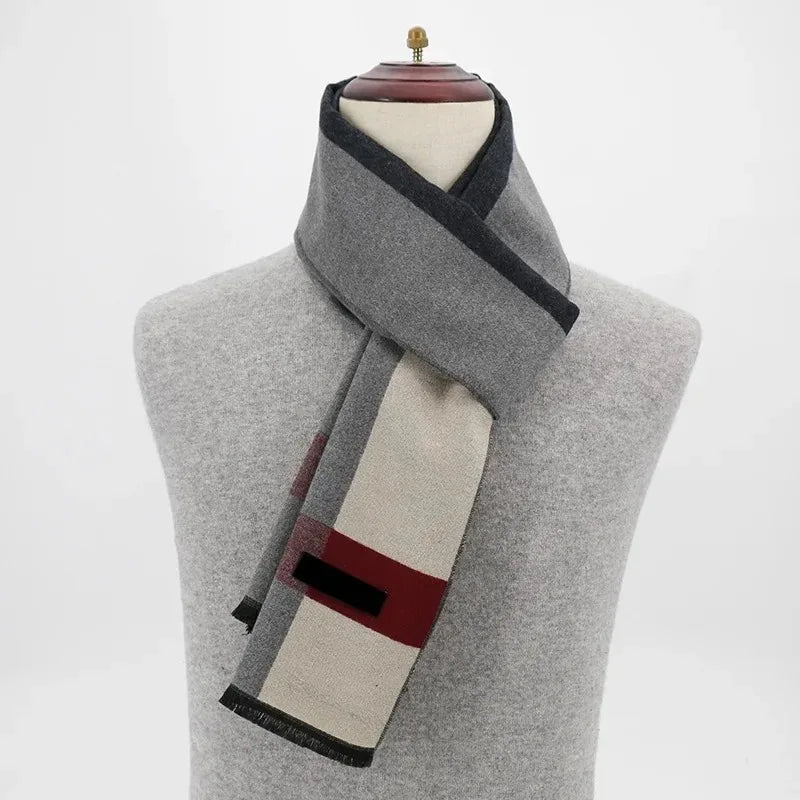 Men's Winter Plaid Cashmere-Style Scarf & Pashmina Shawl Winter Scarf Shawl Babs