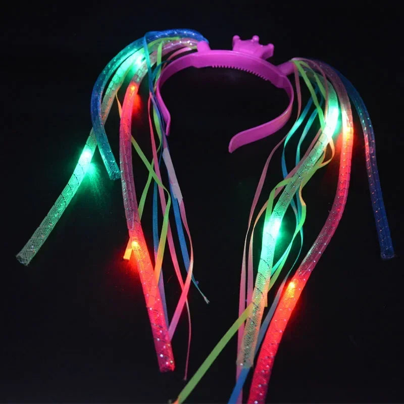 LED Light-Up Noodle Headband – Flashing Rave Party Hair Piece LED Party Headband Babs