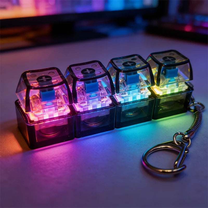 LED Light-Up Keyboard Keychain – Clickable Fidget Toy Gift Fidget Keychain Toy Babs Black
