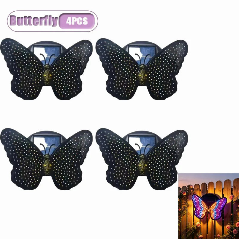 Solar Butterfly Wall Light – 7-Color LED Outdoor Garden Decor Solar Garden Light Babs Butterfly-4PCS