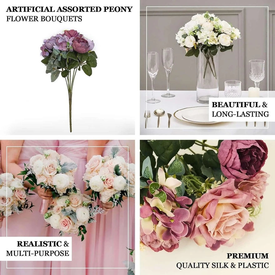 Silk Artificial Flowers Bouquet – Roses, Peonies & Hydrangea Artificial Flower Bouquet Babs