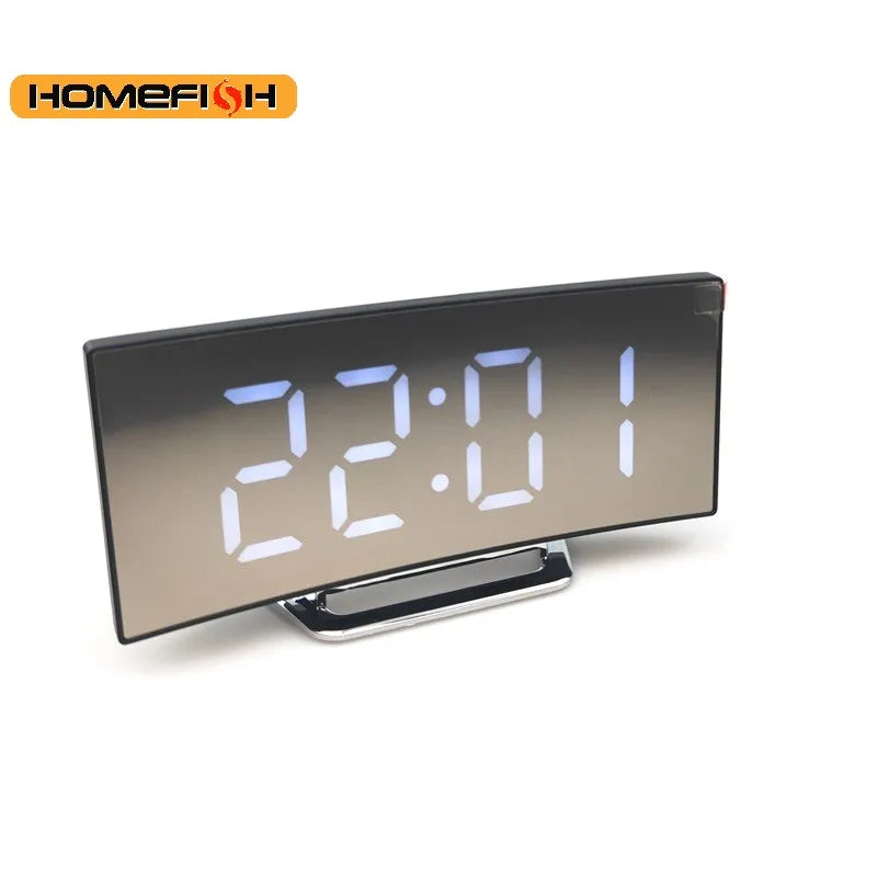 LED Mirror Digital Alarm Clock – Mirrored Electronic Desk Clock LED Mirror Alarm Clock Babs