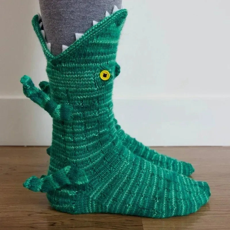 Crocodile Christmas Socks – Funny Knitted Animal Holiday Socks Novelty Holiday Socks Babs