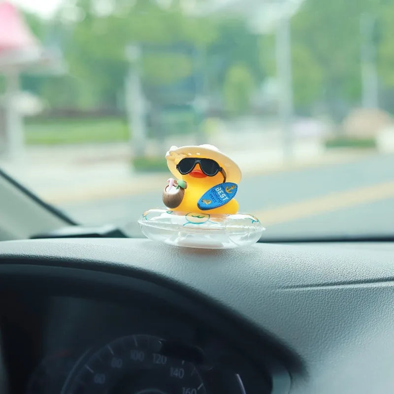 Summer Rubber Duck Car Dashboard Ornament w/ Sunglasses Car Dashboard Ornament Babs