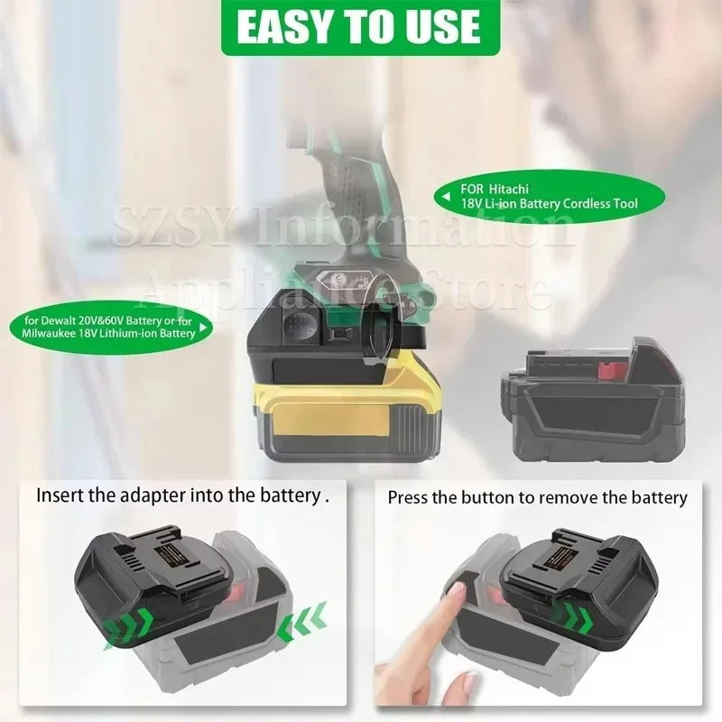 DM18HK Adapter: Milwaukee/Dewalt 18-20V to Hitachi 18V Tools Battery Adapter Babs