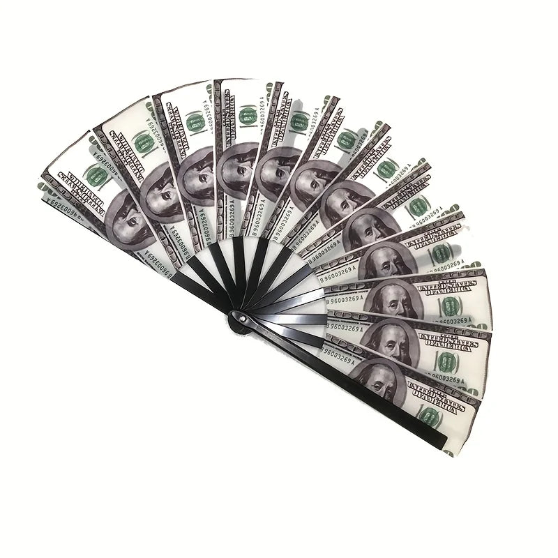 Dollar Banknote Folding Fan – Portable Novelty Plastic Fan Novelty Folding Fan Babs