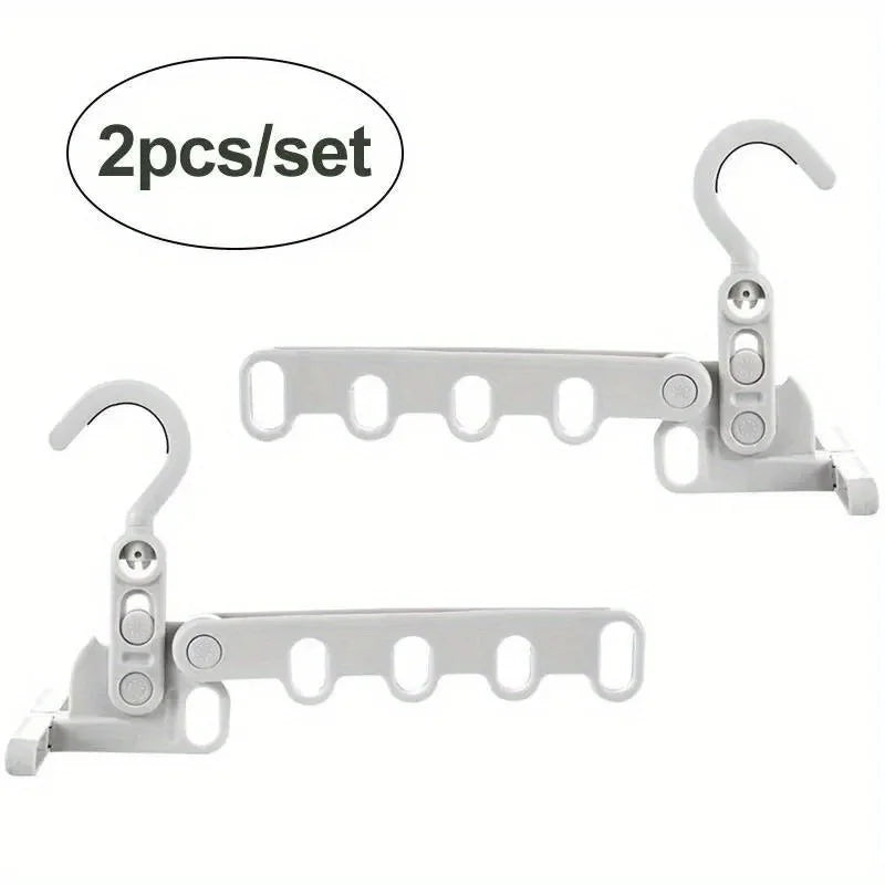 2pcs Foldable Travel Hangers – 5-Hole Portable Clothes Rack Hook Foldable Travel Hanger Babs 2pcs